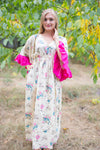 Light Yellow Frill Lovers Style Caftan in Romantic Florals Pattern