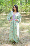 Mint My Peasant Dress Style Caftan in Romantic Florals Pattern