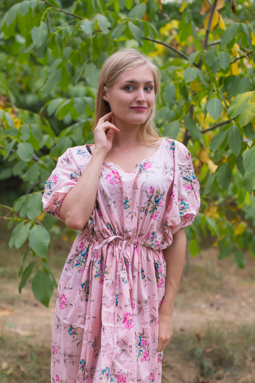 Pink Cut Out Cute Style Caftan in Romantic Florals Pattern|Pink Cut Out Cute Style Caftan in Romantic Florals Pattern|Romantic Florals
