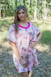 Pink Summer Celebration Style Caftan in Romantic Florals Pattern