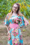 Light Blue Beauty, Belt and Beyond Style Caftan in Rosy Red Posy