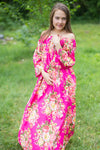 Magenta Serene Strapless Style Caftan in Rosy Red Posy Pattern