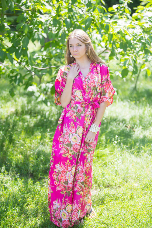 Magenta Best of both the worlds Style Caftan in Rosy Red Posy Pattern|Magenta Best of both the worlds Style Caftan in Rosy Red Posy Pattern|Rosy Red Posy