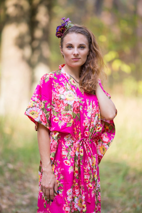Magenta The Drop-Waist Style Caftan in Rosy Red Posy Pattern|Magenta The Drop-Waist Style Caftan in Rosy Red Posy Pattern|Rosy Red Posy