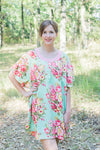 Mint Summer Celebration Style Caftan in Rosy Red Posy Pattern