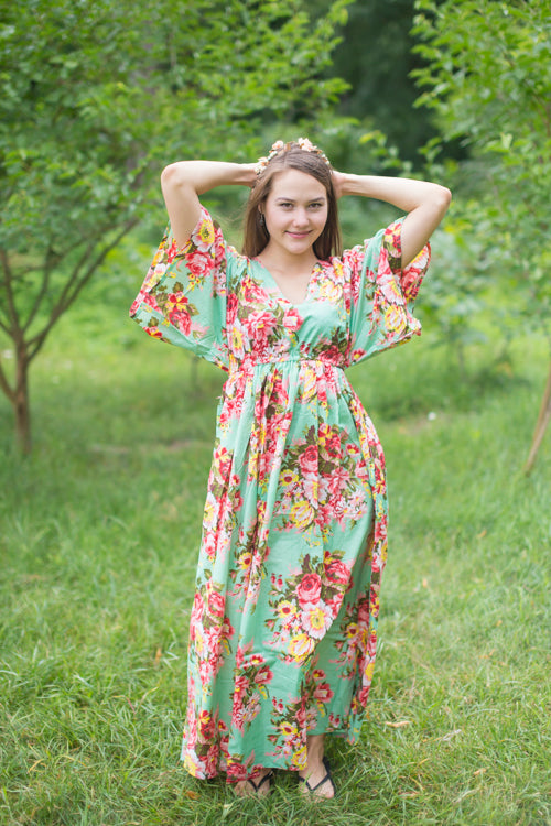 Mint I Wanna Fly Style Caftan in Rosy Red Posy Pattern