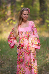 Pink Fire Maiden Style Caftan in Rosy Red Posy Pattern