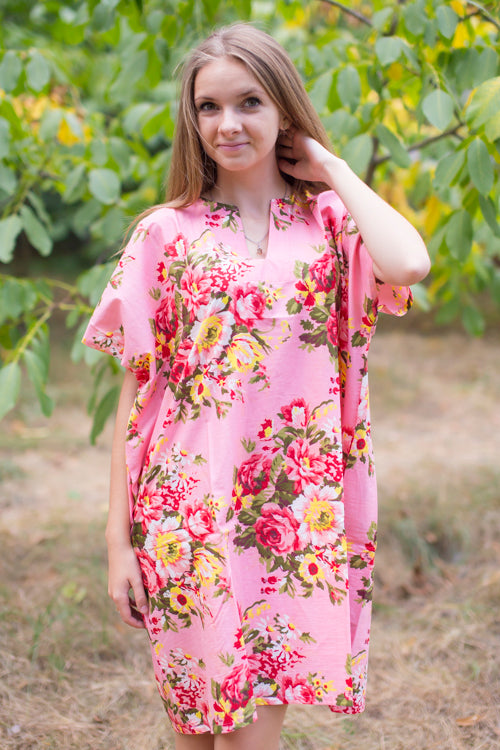 Pink Sunshine Style Caftan in Rosy Red Posy Pattern|Pink Sunshine Style Caftan in Rosy Red Posy Pattern|Rosy Red Posy