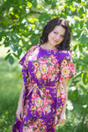 Purple Divinely Simple Style Caftan in Rosy Red Posy Pattern