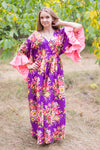 Purple Frill Lovers Style Caftan in Rosy Red Posy Pattern