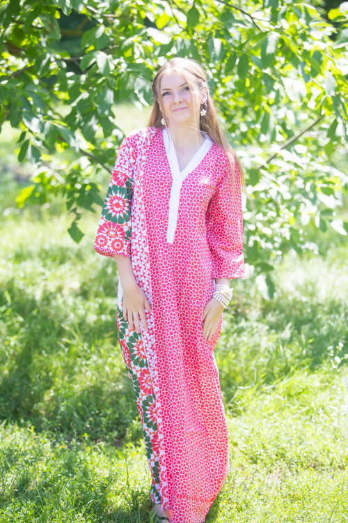 Red Simply Elegant Style Caftan in Round and Round Pattern|Red Simply Elegant Style Caftan in Round and Round Pattern
