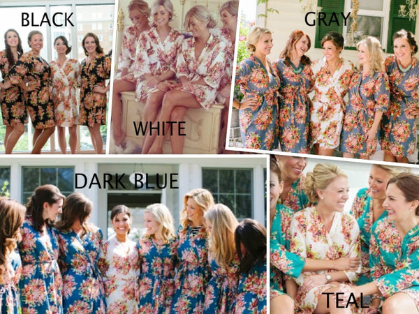 WHITE FLORAL POSY ROBES FOR BRIDESMAIDS | GETTING READY BRIDAL ROBES