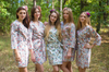 Gray Vintage Chic Floral Pattern Bridesmaids Robes