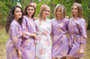 Dusty Purple Faded Flowers Pattern Bridesmaids Robes