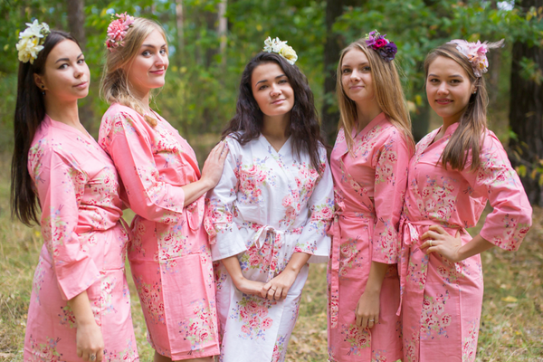 Faded Flowers Pattern Bridesmaids Robes|Rose Pink Faded Flowers Pattern Bridesmaids Robes|Faded Flowers|Rose Pink Faded Flowers Pattern Bridesmaids Robes|Rose Pink Faded Flowers Pattern Bridesmaids Robes