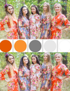 Orange and Gray Wedding Colors Bridesmaids Robes, Kimono Robes