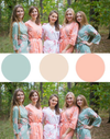 Grayed Jade & Peach Wedding Colors Bridesmaids Robes, Kimono Robes