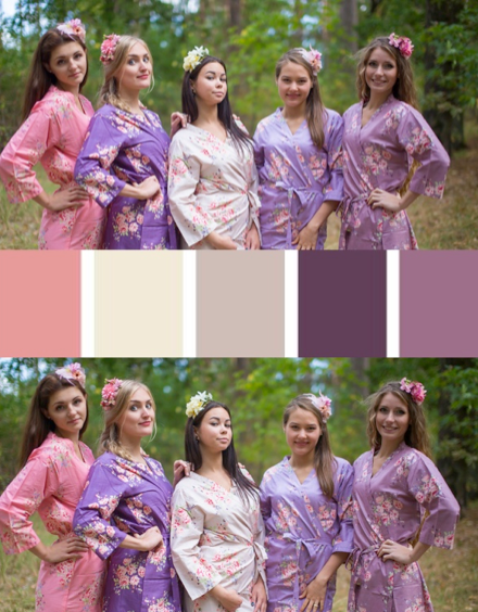 Shades of Purple and Coral Wedding Colors Bridesmaids Robes|Shades of Purple and Coral Wedding Colors Bridesmaids Robes|Shades of Purple and Coral Wedding Colors Bridesmaids Robes|1|2