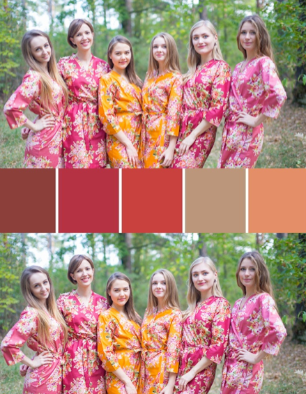Maroon, Marsala and Mustard Gold Wedding Colors Bridesmaids Robes | Laughing Cherries Maroon, Marsala and Mustard Gold Wedding Colors Bridesmaids Robes | Laughing Cherries