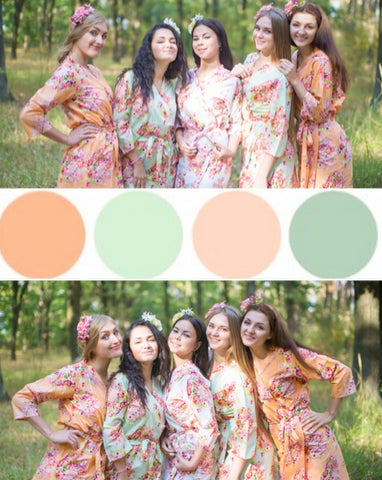 Light Peach & Mint Wedding Colors Bridesmaids Robes