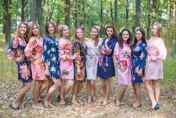 Navy, Pink and Blush Wedding Colors Bridesmaids Robes