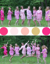 Assorted Pink Patterns, Shades of Pink Bridesmaids Robes