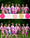 Assorted Pink Pattern Robes, Shades of Pink Bridesmaids Robes