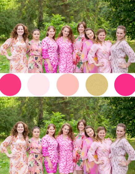 Assorted Pink Robes, Shades of Pink Bridesmaids Robes | Laughing Cherries Assorted Pink Robes, Shades of Pink Bridesmaids Robes | Laughing Cherries