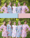 Pink and Silver Blue Wedding Colors Bridesmaids Robes