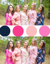Shades of Pink and Navy Blue Wedding Colors Bridesmaids Robes