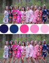 Pink, Fuchsia and Navy Blue Wedding Colors, Bridesmaids Robes