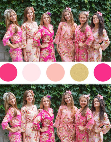Shades of Pink Wedding Colors Bridesmaids Robes