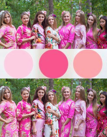 Shades of Pink Wedding palette Bridesmaids Robes | Laughing Cherries Shades of Pink Wedding palette Bridesmaids Robes | Laughing Cherries