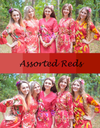 Assorted Red Robes, Shades of Red Wedding Colors Bridesmaids Robes