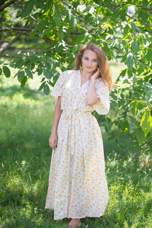Light Yellow Best of both the worlds Style Caftan in Starry Floral Pattern