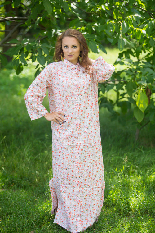 Pink Charming Collars Style Caftan in Starry Florals Pattern