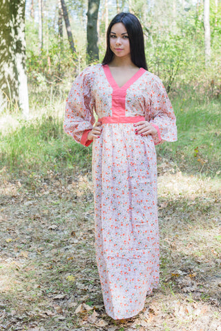 Pink My Peasant Dress Style Caftan in Starry Florals Pattern