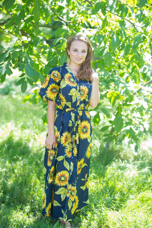 Navy Blue Best of both the worlds Style Caftan in Sunflower Sweet Pattern|Navy Blue Best of both the worlds Style Caftan in Sunflower Sweet Pattern|Sunflower Sweet