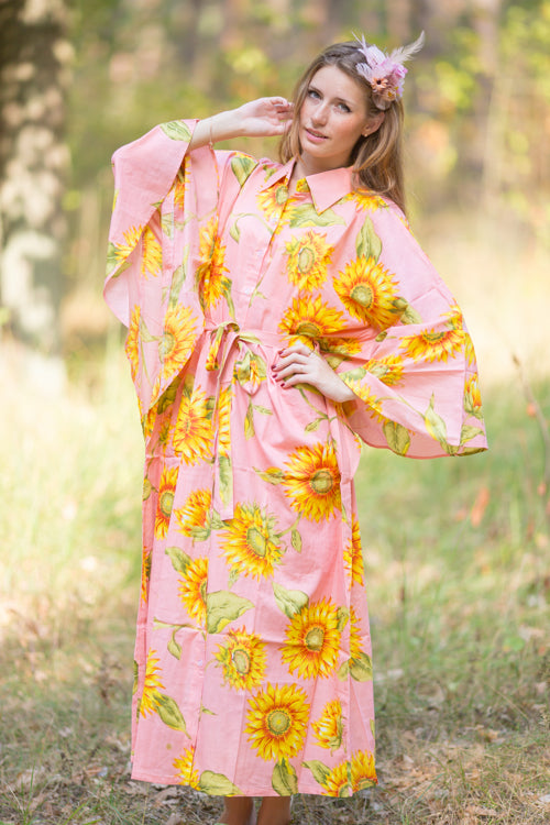Pink Oriental Delight Style Caftan in Sunflower Sweet Pattern