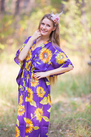 Purple The Drop-Waist Style Caftan in Sunflower Sweet Pattern