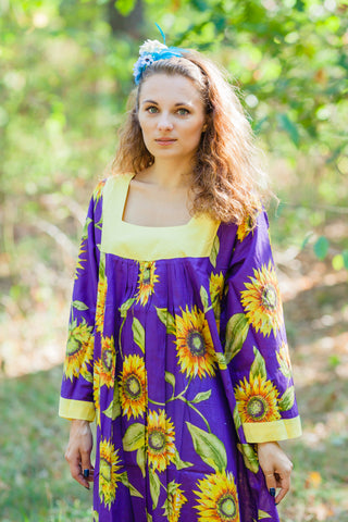 Purple Fire Maiden Style Caftan in Sunflower Sweet Pattern