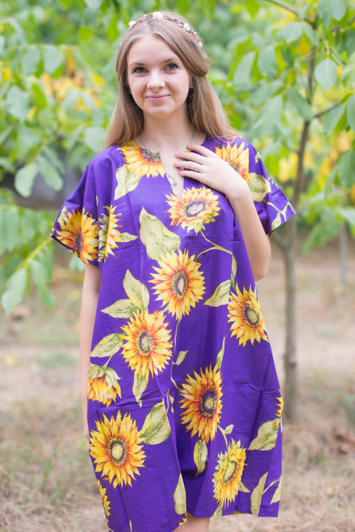 Purple Sunshine Style Caftan in Sunflower Sweet Pattern