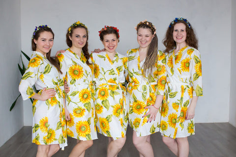 WHITE SUNFLOWER ROBES FOR BRIDESMAIDS | GETTING READY BRIDAL ROBES