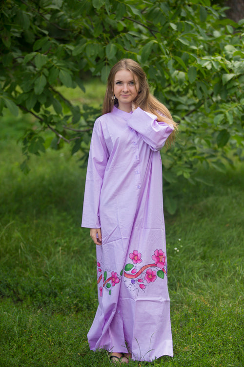Lilac Charming Collars Style Caftan in Swirly Floral Vine Pattern|Lilac Charming Collars Style Caftan in Swirly Floral Vine Pattern|Swirfly Floral Vine