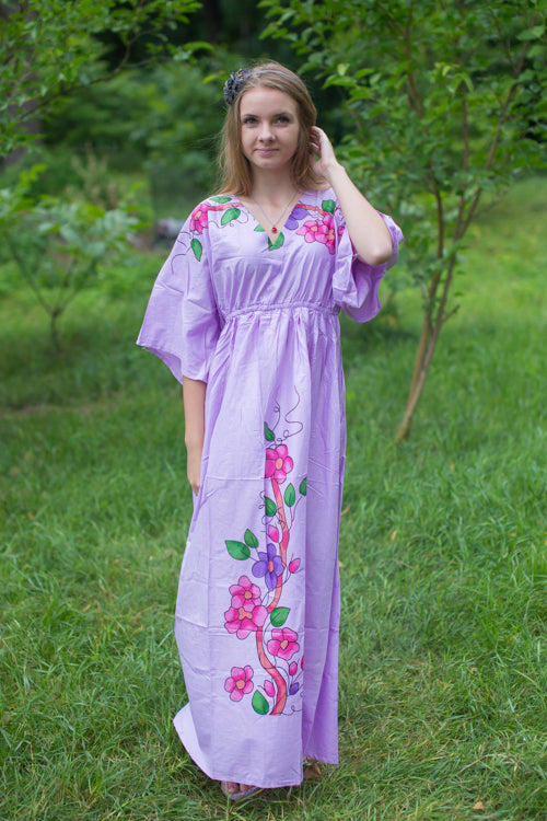 Lilac I Wanna Fly Style Caftan in Swirly Floral Vine Pattern