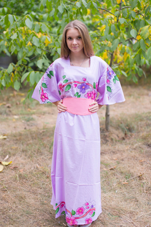 Lilac Beauty, Belt and Beyond Style Caftan in Swirly Floral Vine