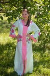 Mint The Glow-within Style Caftan in Swirly Floral Vine Pattern