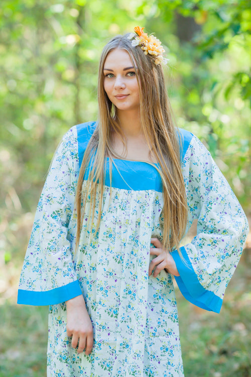 Light Blue Fire Maiden Style Caftan in Tiny Blossoms Pattern|Light Blue Fire Maiden Style Caftan in Tiny Blossoms Pattern|Light Blue Fire Maiden Style Caftan in Tiny Blossoms Pattern