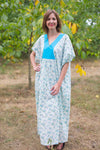 Light Blue Flowing River Style Caftan in Tiny Blossoms Pattern
