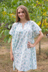 Light Blue Sunshine Style Caftan in Tiny Blossoms Pattern